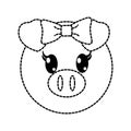 Dotted shape female pig head cute animal