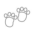 Dotted shape human footprint with toes mark sign
