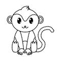 Dotted shape monkey cute wild animal character