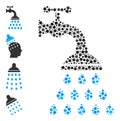 Dotted Shower Tap Collage of Round Dots with Other Icons