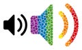 Dotted Sound Source Collage Icon of Rainbow Spheres