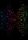 Dotted sound wave, equalizer in rainbow color isolated on black