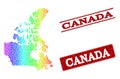 Dotted Spectrum Map of Canada and Grunge Stamp Seals