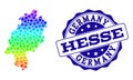 Dotted Spectrum Map of Hesse State and Grunge Stamp Seal