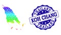 Dotted Spectrum Map of Koh Chang and Grunge Stamp Seal