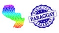 Dotted Spectrum Map of Paraguay and Grunge Stamp Seal