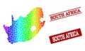 Dotted Spectrum Map of South African Republic and Grunge Stamp Seals