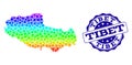 Dotted Spectrum Map of Tibet and Grunge Stamp Seal