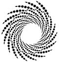 Dotted spiral element. Concentric swirling circles. Geometric ab