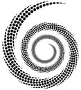 Dotted spiral element. Concentric swirling circles. Geometric ab