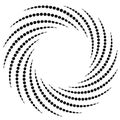 Dotted spiral element. Concentric swirling circles. Geometric ab
