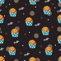 Dotted Temptations Chocolate Chip Muffin Fiesta Vector Pattern Royalty Free Stock Photo