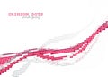 Dotted wave by red and gray dots. Vector graphics