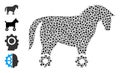 Dotted Wheeled Horse Composition of Rounded Dots and Other Icons Royalty Free Stock Photo