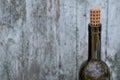 Farmhouse still life with bottle of wine closeup to wine cork Royalty Free Stock Photo