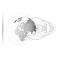 Dotted world globe with abstract construction, connecting lines on white background. Vector design, structure, shape Royalty Free Stock Photo