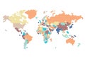 Dotted World map of hexagonal dots