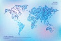 Dotted world map vector illustration. Business concept about world map global elements. Blue technology colors