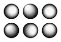 Dotwork 3D Spheres background. Black noise stipple dots. Dotted vector set Royalty Free Stock Photo