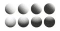 Dotwork halftone circle vector background set. Abstract circle dot explosion burst half tone effect Royalty Free Stock Photo