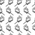 Dotwork Marshmallow Fire Seamless Pattern Royalty Free Stock Photo