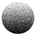 Dotwork noise gradient circle. Sand grain effect. Black noise stipple dots pattern. Abstract grunge dotwork gradient