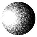 Dotwork noise gradient circle. Sand grain effect. Black noise stipple dots pattern. Abstract grunge dotwork gradient