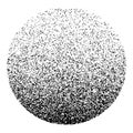 Dotwork noise gradient circle. Sand grain effect. Black noise stipple dots pattern. Abstract grunge dotwork gradient