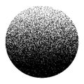 Dotwork noise gradient circle. Sand grain effect. Black noise stipple dots pattern. Abstract grunge dotwork gradient