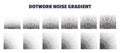 Dotwork noise gradient vector background set. Black noise stipple dots. Sand grain effect. Abstract grunge spray banner Royalty Free Stock Photo