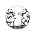 Dotwork Polygonal Rock Mountain