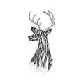 Dotwork Tree Reindeer Royalty Free Stock Photo