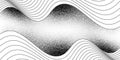 Dotwork wave pattern background. Black noise lines with dots. Dotted vector