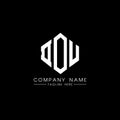 DOU letter logo design with polygon shape. DOU polygon and cube shape logo design. DOU hexagon vector logo template white and Royalty Free Stock Photo
