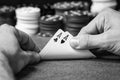Double ace in poker in black and white Royalty Free Stock Photo