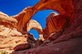 Double Arch in Arches National Park, Utah, USA Royalty Free Stock Photo
