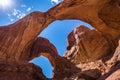 Double Arch in Arches National Park, Utah, USA Royalty Free Stock Photo