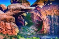 Double Arch Canyon Windows Section Arches National Park Moab Utah Royalty Free Stock Photo