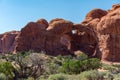 Double Arch is a close-set pair of natural arches in Arches National Park in southern Grand County, Utah, United States, that is o Royalty Free Stock Photo