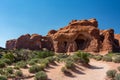 Double Arch is a close-set pair of natural arches in Arches National Park in southern Grand County, Utah, United States, that is o Royalty Free Stock Photo