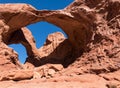 Double Arch in the Morning Autumn light within Arches National Park, Utah Royalty Free Stock Photo