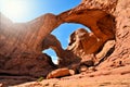 Double arch, The Windows, Arches National Park, Utah, USA Royalty Free Stock Photo