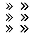 Double arrow glyph icon, rewinding button, navigation pointer