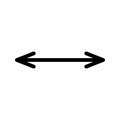 Double arrow icon. Thin line art image. 2 side arrow for illustration of width, length, height. Black simple symbol for measuring