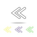double arrow multicolored icons. Thin line icon for website design and app development. Premium colored web icon with shadow on wh Royalty Free Stock Photo