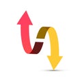 Double Arrow. Pink Up and Yellow Down Arrows Royalty Free Stock Photo