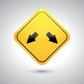 Double arrow w12 road sign. Vector illustration decorative design Royalty Free Stock Photo