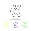 double arrows multicolored icons. Thin line icon for website design and app development. Premium colored web icon with shadow on w Royalty Free Stock Photo