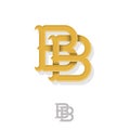 Double B monogram. B and B crossed letters, intertwined letters initials. Royalty Free Stock Photo