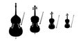 double bass, cello, viola, violin